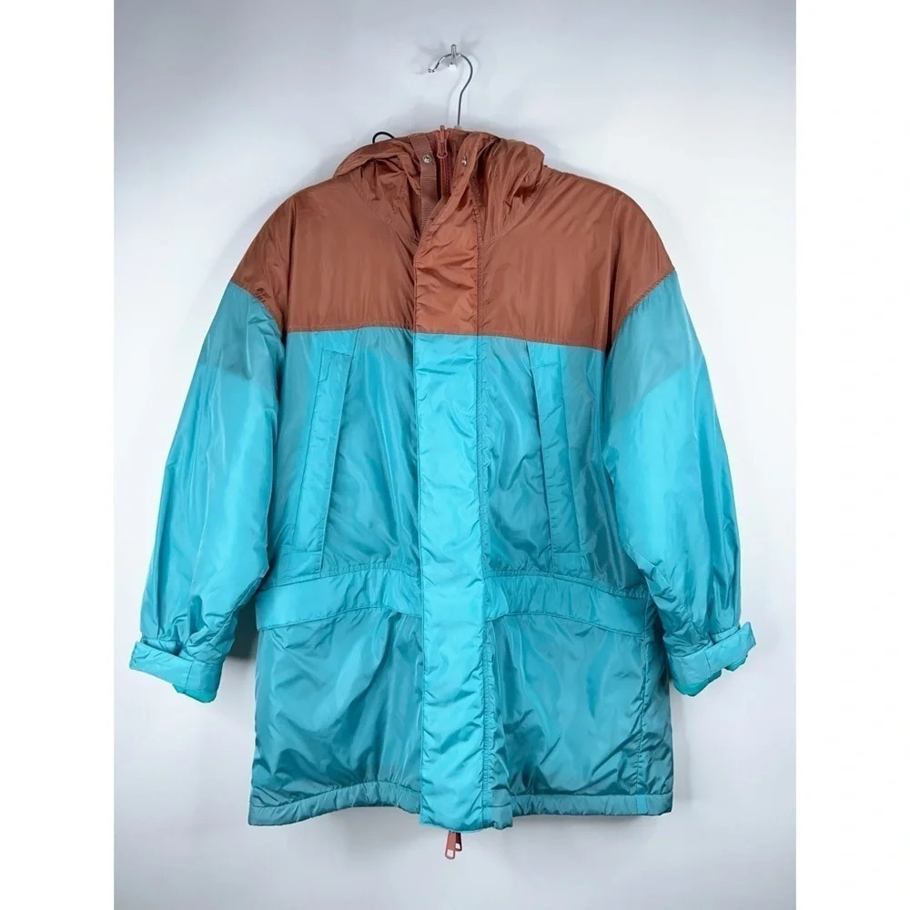 Moussy Reversible Mountain Parka Jacket Blue Brown Teddy Hooded Oversized